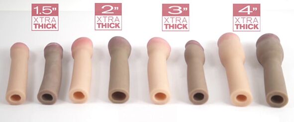 Nástavce různých velikostí, snadno a rychle mění rozměry penisu